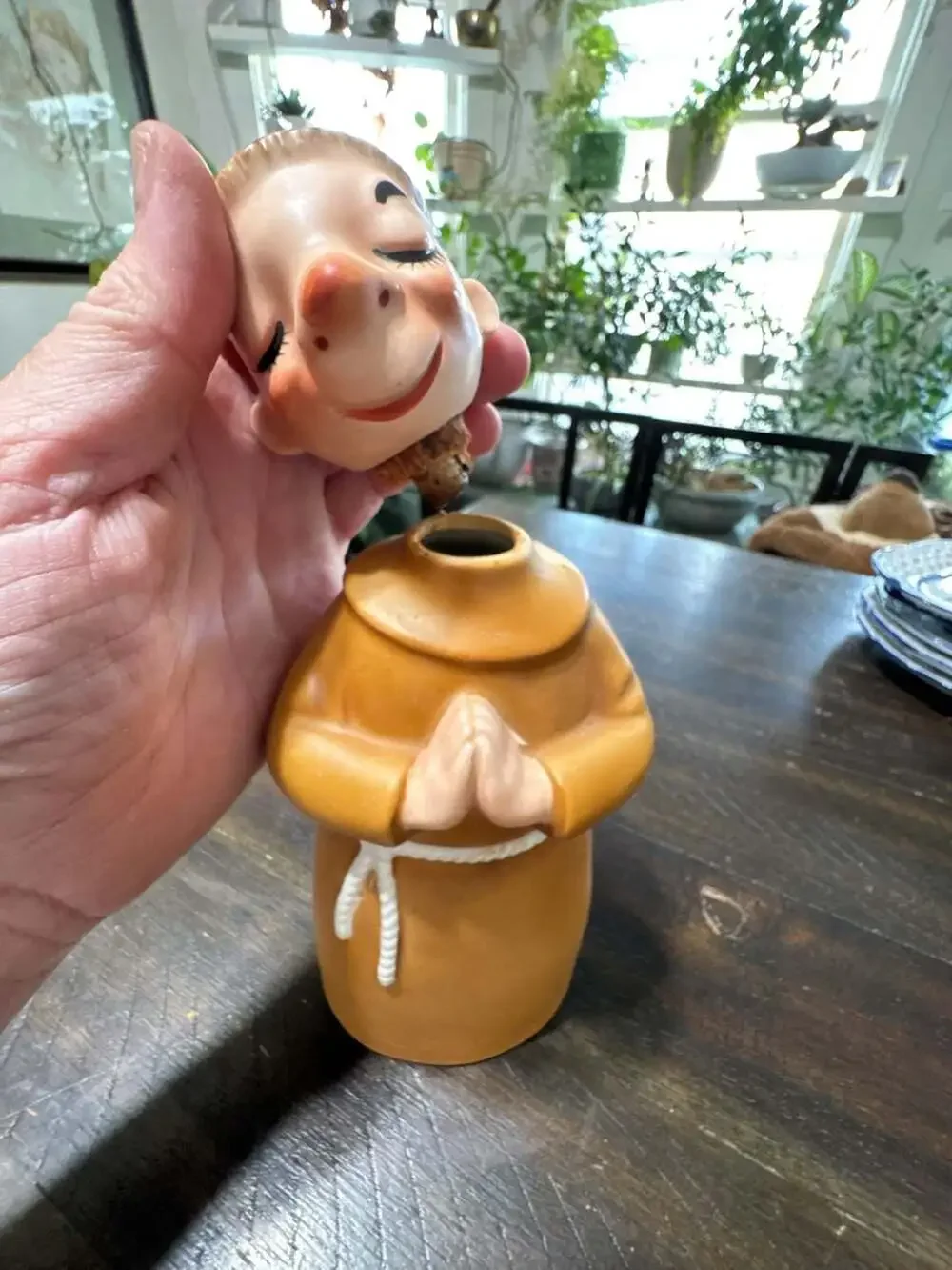 Lefton Friar Tuck Monk Decanter Vintage Ceramic Praying Padre 991